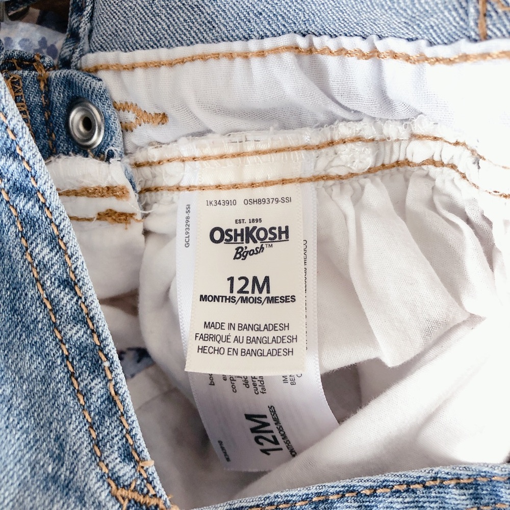 ❗️OshKosh B'gosh Blue Denim and White Floral Skirtall - Picture 13 of 13
